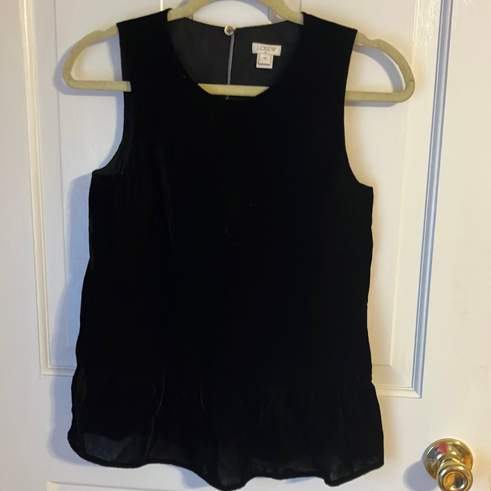 J Crew black velvet peplum top XS 00